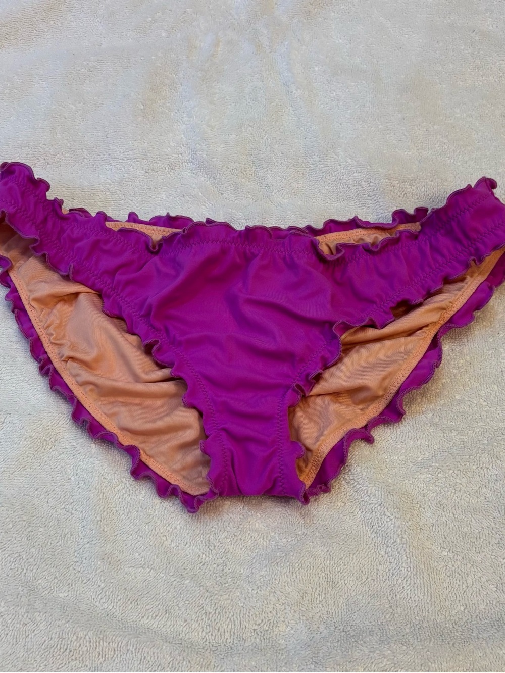 Victoria's Secret Purple/Pink Ruffle Bottoms with Tan Lining